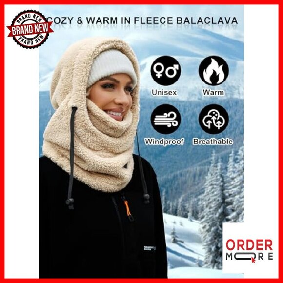 Fleece Balaclava Ski Mask Windproof Hooded Scarf Neck Warmer Unisex main image 4